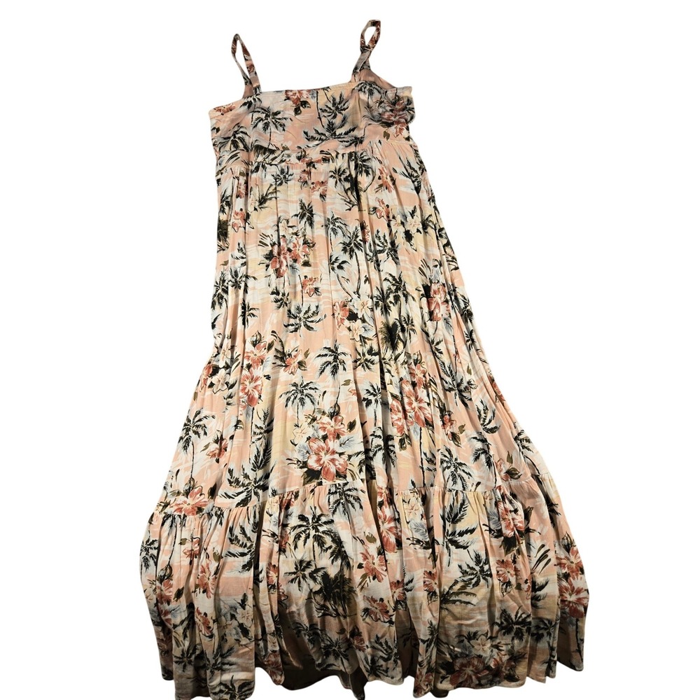 Torrid Women Peach Tropical Palm Floral Tiered Maxi Dress Size 0 New 17225261 - Picture 3 of 9